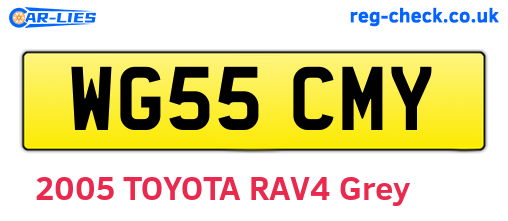 WG55CMY are the vehicle registration plates.