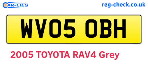 WV05OBH are the vehicle registration plates.