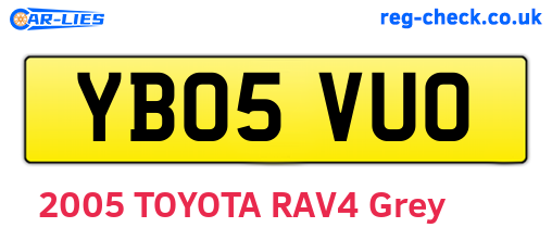 YB05VUO are the vehicle registration plates.