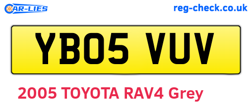 YB05VUV are the vehicle registration plates.