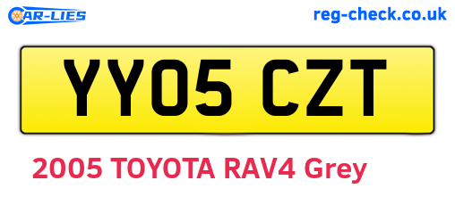YY05CZT are the vehicle registration plates.