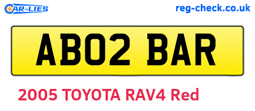 AB02BAR are the vehicle registration plates.