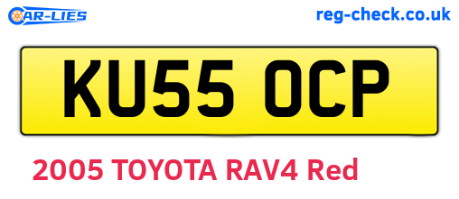 KU55OCP are the vehicle registration plates.