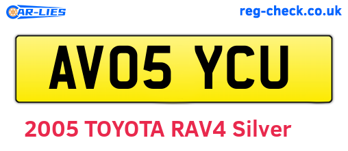 AV05YCU are the vehicle registration plates.