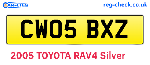 CW05BXZ are the vehicle registration plates.