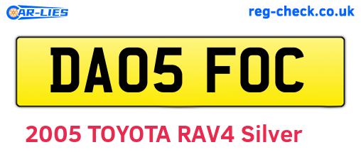 DA05FOC are the vehicle registration plates.