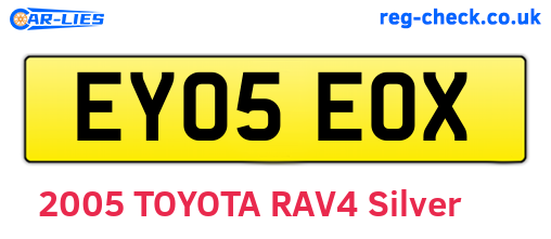 EY05EOX are the vehicle registration plates.