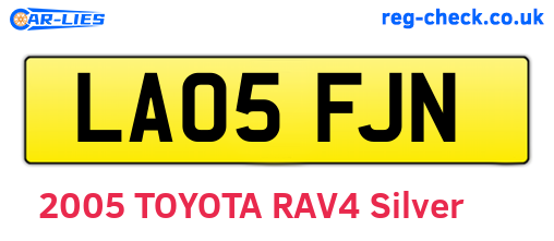 LA05FJN are the vehicle registration plates.