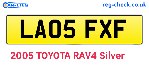 LA05FXF are the vehicle registration plates.