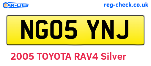 NG05YNJ are the vehicle registration plates.