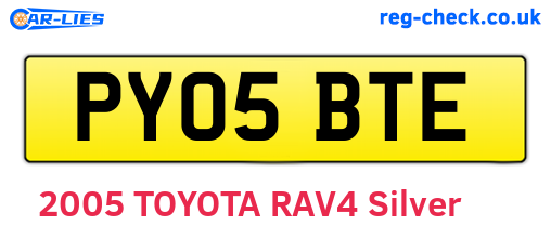PY05BTE are the vehicle registration plates.