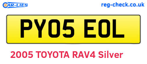 PY05EOL are the vehicle registration plates.