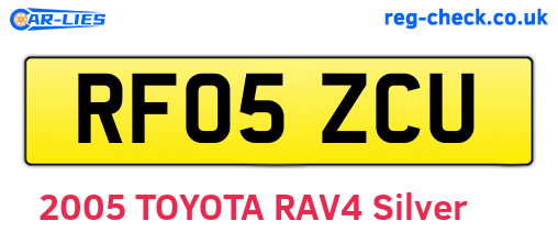 RF05ZCU are the vehicle registration plates.