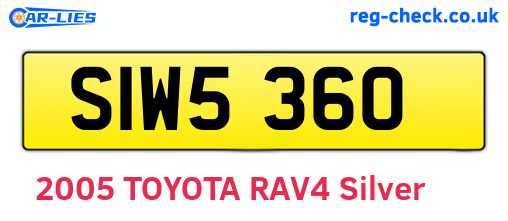 SIW5360 are the vehicle registration plates.