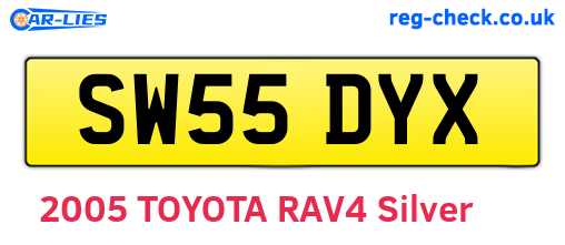 SW55DYX are the vehicle registration plates.
