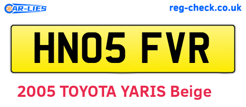 HN05FVR are the vehicle registration plates.