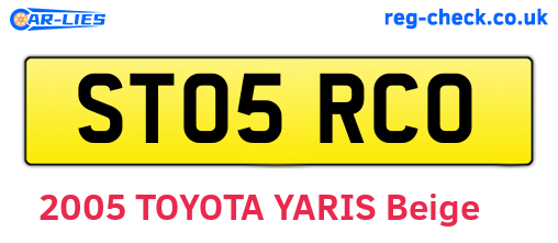 ST05RCO are the vehicle registration plates.