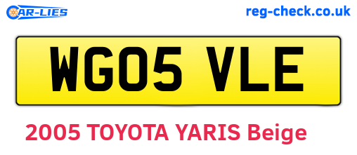 WG05VLE are the vehicle registration plates.