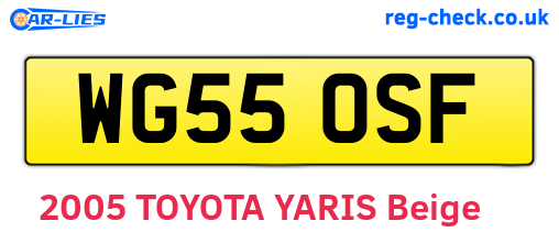 WG55OSF are the vehicle registration plates.