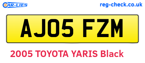 AJ05FZM are the vehicle registration plates.