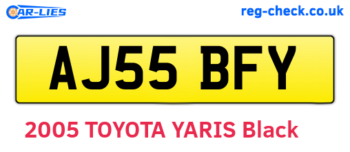 AJ55BFY are the vehicle registration plates.