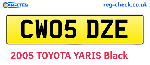 CW05DZE are the vehicle registration plates.