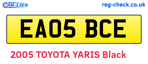 EA05BCE are the vehicle registration plates.