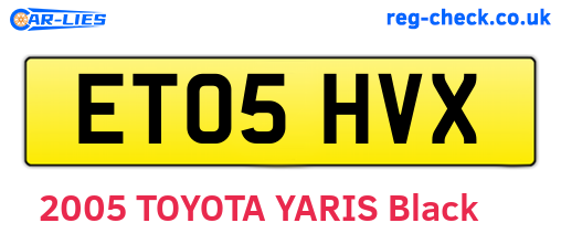 ET05HVX are the vehicle registration plates.