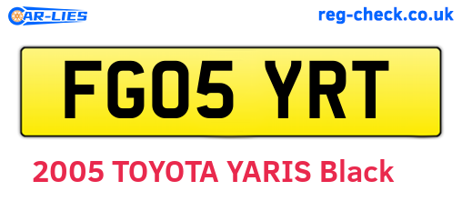 FG05YRT are the vehicle registration plates.