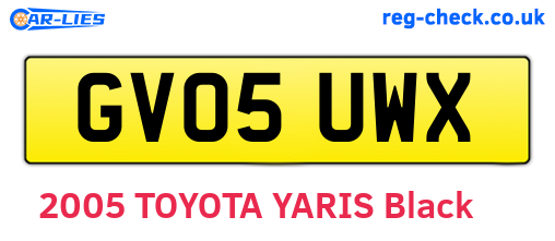 GV05UWX are the vehicle registration plates.
