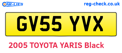 GV55YVX are the vehicle registration plates.