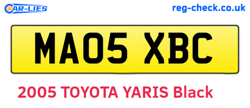 MA05XBC are the vehicle registration plates.