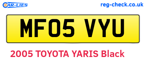 MF05VYU are the vehicle registration plates.