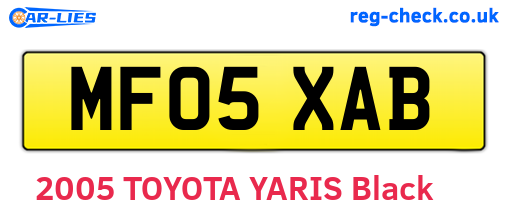 MF05XAB are the vehicle registration plates.