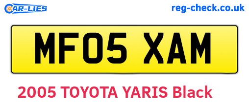 MF05XAM are the vehicle registration plates.