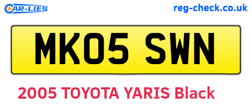MK05SWN are the vehicle registration plates.
