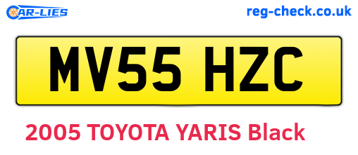 MV55HZC are the vehicle registration plates.