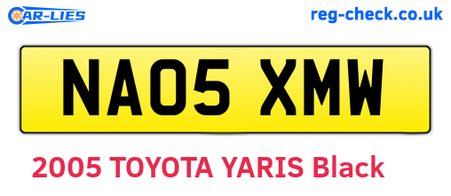 NA05XMW are the vehicle registration plates.