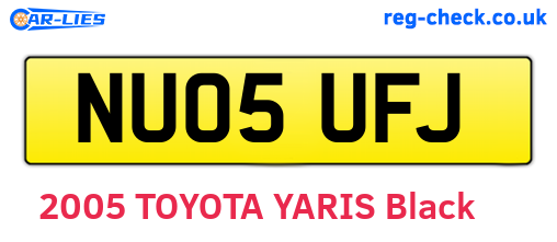 NU05UFJ are the vehicle registration plates.