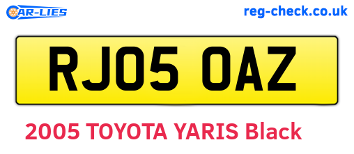 RJ05OAZ are the vehicle registration plates.