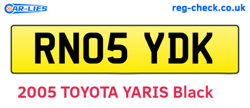 RN05YDK are the vehicle registration plates.