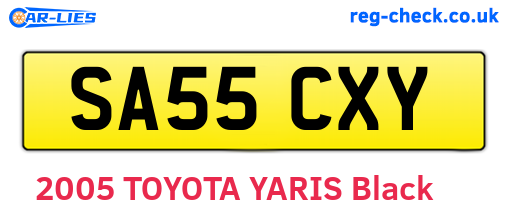 SA55CXY are the vehicle registration plates.