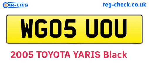 WG05UOU are the vehicle registration plates.