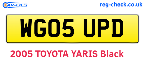 WG05UPD are the vehicle registration plates.