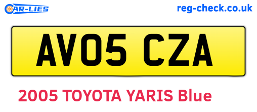 AV05CZA are the vehicle registration plates.