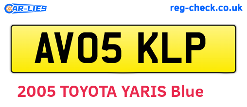 AV05KLP are the vehicle registration plates.