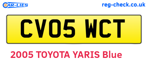 CV05WCT are the vehicle registration plates.