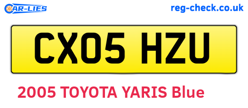 CX05HZU are the vehicle registration plates.