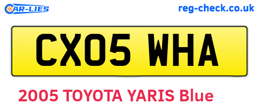 CX05WHA are the vehicle registration plates.