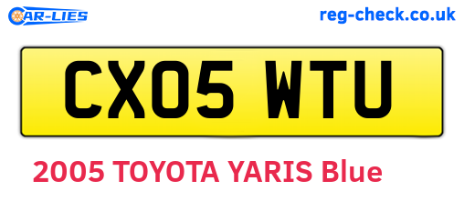 CX05WTU are the vehicle registration plates.